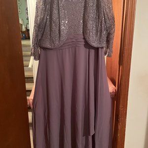 R &M Richards Lavender Floor Length Dress 2 Piece